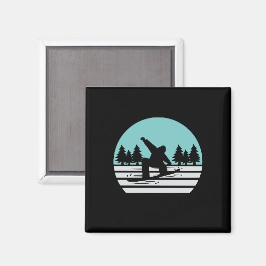 Snowboarding Retro Vintag Magnet (Vorderseite/Rückseite)