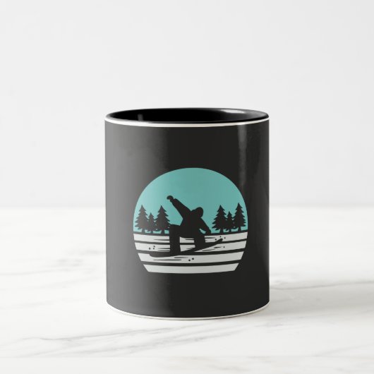 Snowboarding Retro Vintag Zweifarbige Tasse (Mittel)