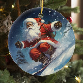 Snowboarding Santa Keramik Ornament