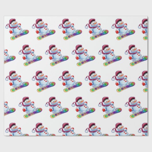 Snowboarding-Schneemannlech Geschenkpapier (Flach)