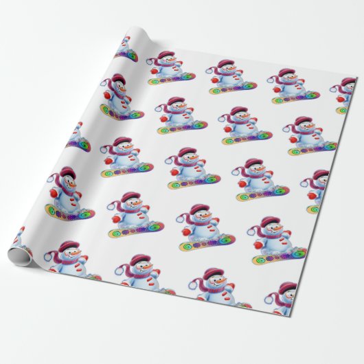 Snowboarding-Schneemannlech Geschenkpapier (Ungerollt)