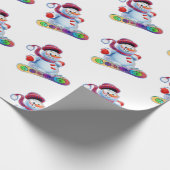 Snowboarding-Schneemannlech Geschenkpapier (Ecke)