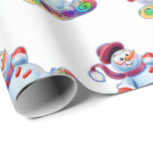 Snowboarding-Schneemannlech Geschenkpapier (Rolleneckpunkt)
