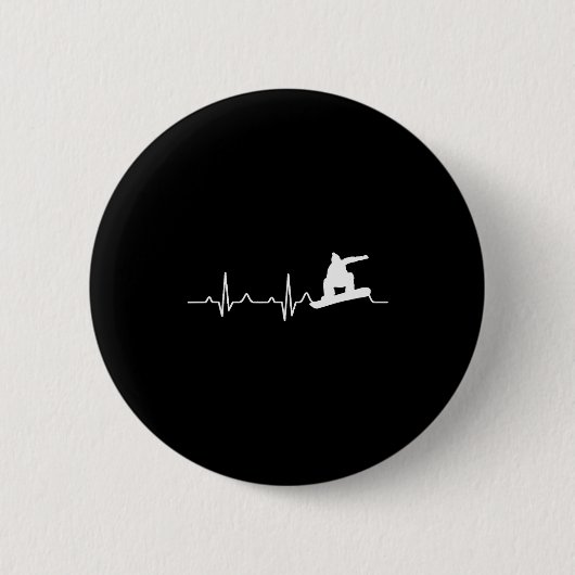 Snowboarding Shirt Heartbeat Snowboarder Gift  Button (Vorderseite)