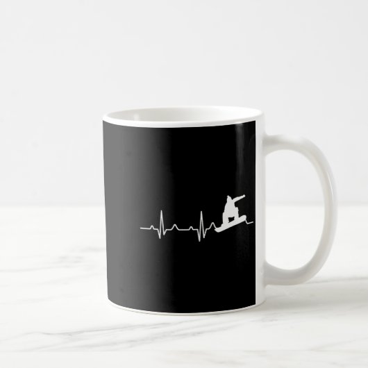 Snowboarding Shirt Heartbeat Snowboarder Gift Kaffeetasse (Rechts)