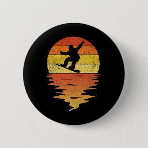 Snowboarding Shirt Retro Sunset 70er Vintag Snowbo Button