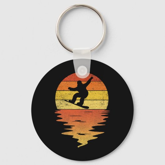 Snowboarding Shirt Retro Sunset 70er Vintag Snowbo Schlüsselanhänger (Vorderseite)