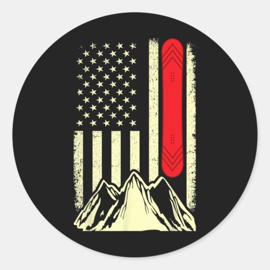 Snowboarding Skiing Snowboard American Flag Snowbo Runder Aufkleber (Vorderseite)