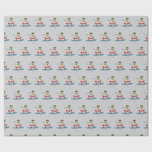 Snowboarding Stickman Geschenkpapier (Flach)