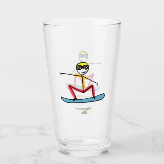 Snowboarding Stickman Glas (Rückseite)