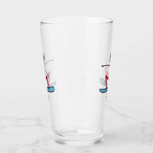 Snowboarding Stickman Glas (Rechts)