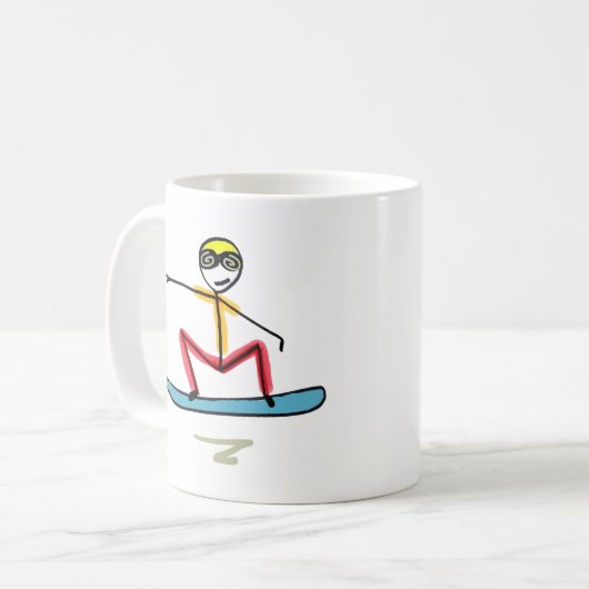 Snowboarding Stickman Kaffeetasse (Vorderseite Links)
