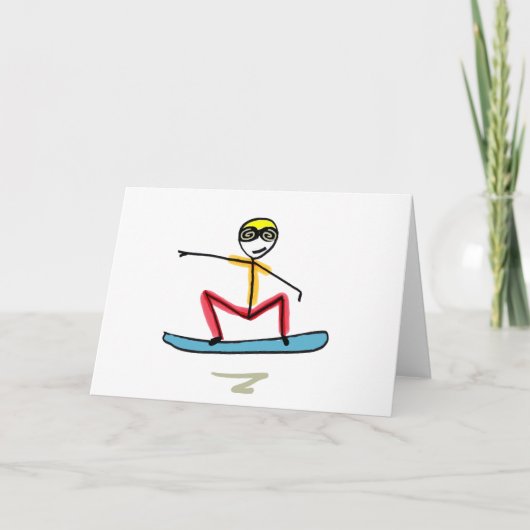 Snowboarding Stickman Karte (Vorderseite)