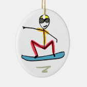 Snowboarding Stickman Keramik Ornament (Rechts)