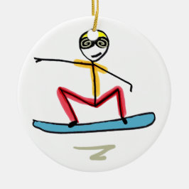 Snowboarding Stickman Keramik Ornament