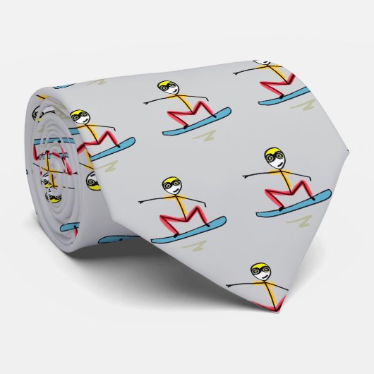 Snowboarding Stickman Krawatte (Gerollt)