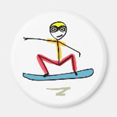 Snowboarding Stickman Magnet (Vorne)