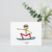 Snowboarding Stickman Postkarte (Stehend Vorderseite)
