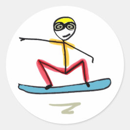 Snowboarding Stickman Runder Aufkleber