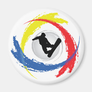 Snowboarding-Tricolor Emblem Magnet
