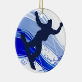 Snowboarding u. Schneeflocken Keramik Ornament (Rechts)