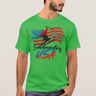 Snowboarding USA Support the Team T USA Flag Snowb T-Shirt
