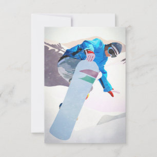 Snowboarding Winter Sport_ Antwortkarte RSVP Karte