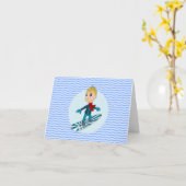 Snowboardingjungen-Cartoon Karte (Gelbe Blume)