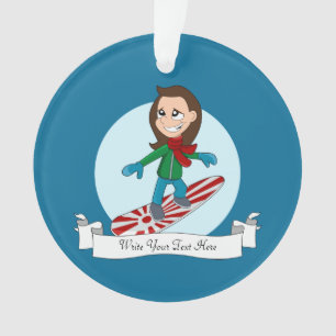 Snowboardingmädchen-Cartoon Ornament