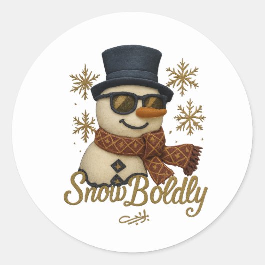 SnowBuddy Glitzer-Schneemann Runder Aufkleber (Vorderseite)