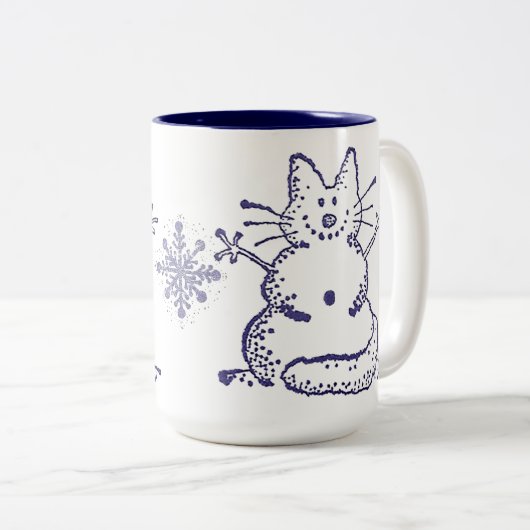 Snowcat Snowman-Tasse Zweifarbige Tasse (VorderseiteRechts)