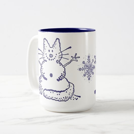 Snowcat Snowman-Tasse Zweifarbige Tasse (Vorderseite Links)