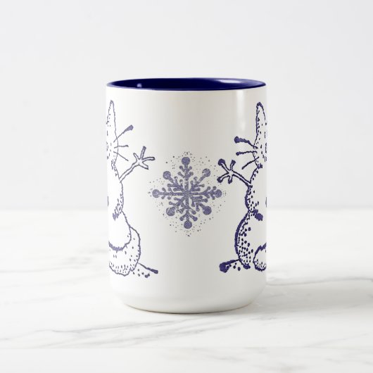Snowcat Snowman-Tasse Zweifarbige Tasse (Mittel)