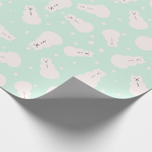 SnowCat Wrap Mint Geschenkpapier (Ecke)