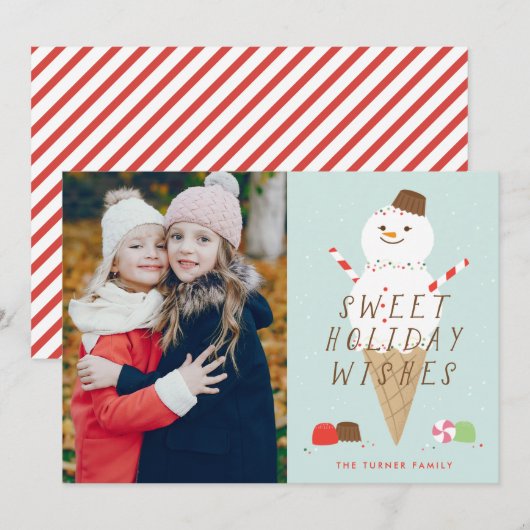 Snowcone Foto Weihnachtskarte Ankündigung (Vorne/Hinten)