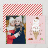 Snowcone Foto Weihnachtskarte - Rosa Ankündigung (Vorne/Hinten)