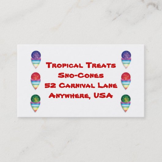 Snowcones Snocones für Ihr Sommergeschäft Visitenkarte (Vorderseite)