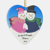 Snowcouple Herz-personalisierte Keramikornament (Rechts)