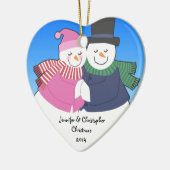 Snowcouple Herz-personalisierte Keramikornament (Links)