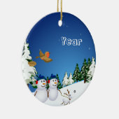 Snowcouple u. Hund Keramik Ornament (Rechts)