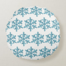 Snowday Blue Snowflake Cosy Round Pillow