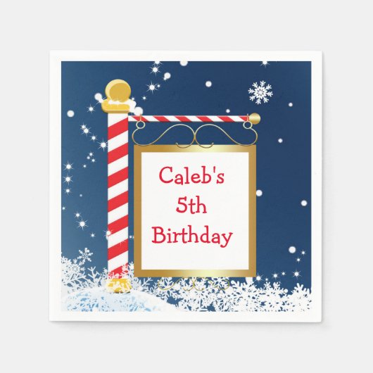 Snowdon Christmas North Pole Holiday Party Napkins Serviette (Vorderseite)