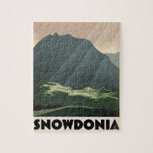 Snowdonia im Stil eines Vintage-Urlaubsposters. Puzzle