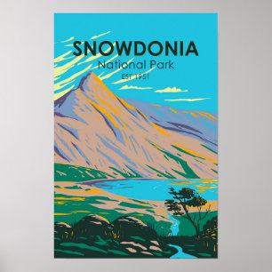 Snowdonia Nationalpark Wales See Glaslyn Vintage Poster