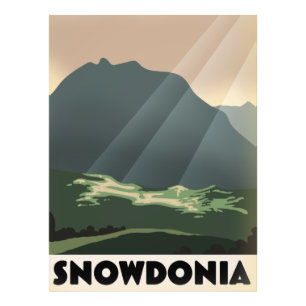 Snowdonia-Reiseplakat im Vintage-Stil. Leinwand Pr Fotodruck