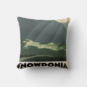 Snowdonia-Reiseplakat im Vintage-Stil. Leinwand Pr Kissen