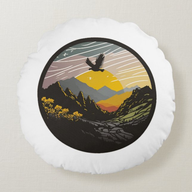 Snowdonia Rundes Kissen (Vorderseite)