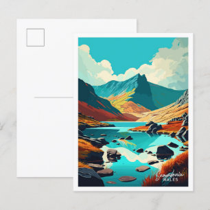 Snowdonia Wales Kunst Reise Vintage-Illustration Postkarte