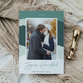 Snowdrift | Colorblock Vertikales Foto Hanukkah Feiertagskarte