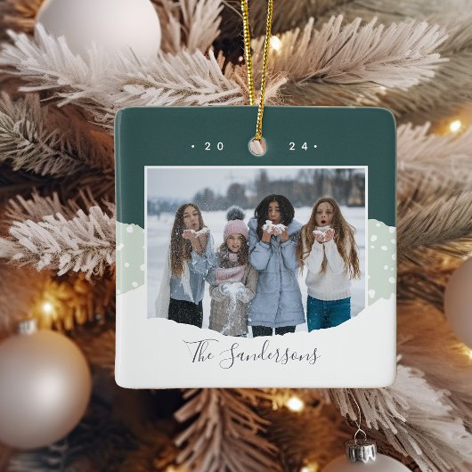 Snowdrift | Foto in Farbblöcken Personalisiert Keramikornament